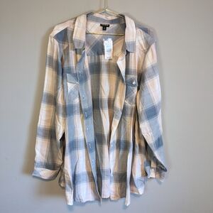 NWT Torrid Swoon Plaid Twill Long Sleeve Button Down Shirt, size 3X
